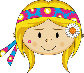 Cute Flower Power Hippie Girl - 141755467