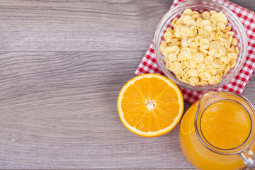 Healthy and tasty food on a wooden background