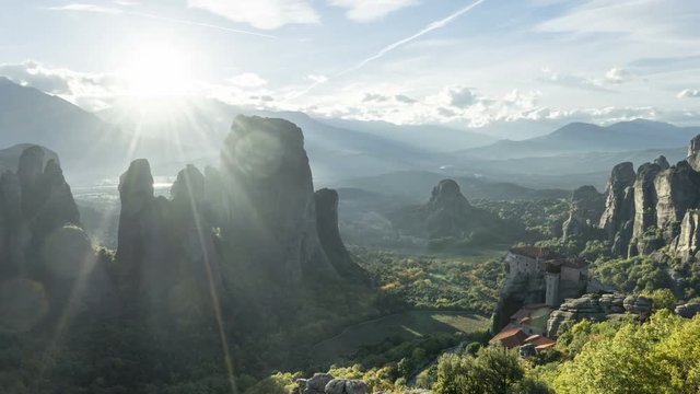 timelapse Meteora monasteries in Greece