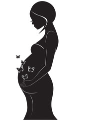 Vector silhouette of pregnant woman