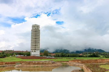 NAKHONRATCHASIMA THAILAND - September 24, 2016 : Piza tower at Toscana Valley theme town italy style, Nakhonratchasima, Thailand