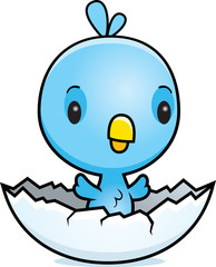 Cartoon Blue Bird Hatching - 141758888