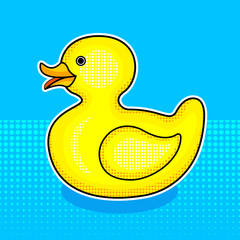 Rubber duck toy comic book style vector