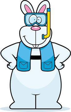 recommend clip art: Cartoon Rabbit Snorkeling
