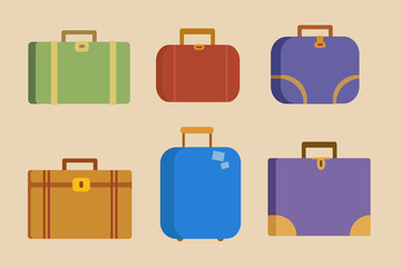 Flat suitcases vector