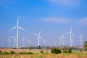 Wind turbine renewable energy with blue sky