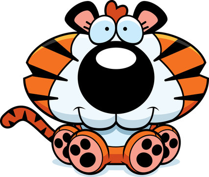 Cartoon Tiger Cub Sitting