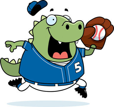 Cartoon Lizard Baseball
