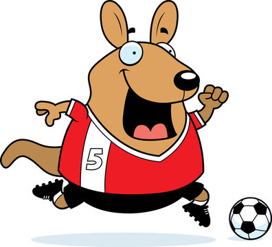 Cartoon Wallaby Soccer