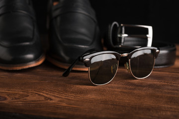 Businessman accessories. Man's style. Men's Accessories : Men's butterfly, Men's shoes , men's watches. Set groom Butterfly shoes Belts Watches