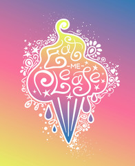 Colorful Illustration Of Ice Cream And Hand Drawn Lettering.