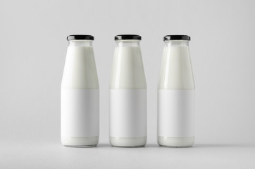 Milk Bottle Mock-Up - Three Bottles. Blank Label