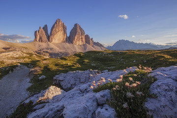 Tre Cime di Lavaredo,Sesto Dolomites,Bolzano province,Trentino Alto Adige region, Italy,Europe