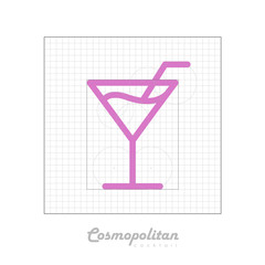 Vector icon of cocktail with modular grid. Cosmopolitan