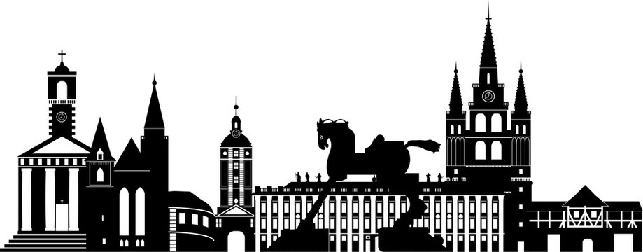 Ansbach skyline &uuml;berlagert // Vektor
