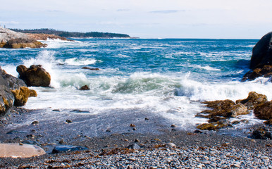 Waves on Rocky Maine Shoreline