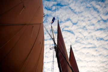 Schooner Sails with Sky of the Coast of Maine
