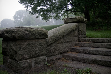 Steps at Ruins of Mansion Near Bar Harbor Maine
