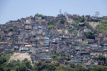 Rio de Janeiro city view of Santa Marta favela slum, Brazil