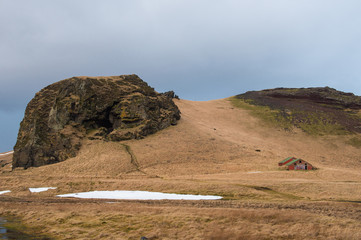 Dryholaus Iceland, small dead end cave in the elephant head hill on the Dyrholavegur road.