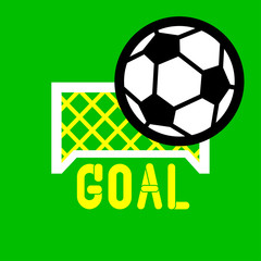 FOOTBALL  GOAL
White football goal with typical football with GOAL letter on the green background.
