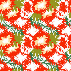 Fototapeta na wymiar Vector illustration of mum flower background. Background of bouquets of asters with leaves for fabric, paper, web design.