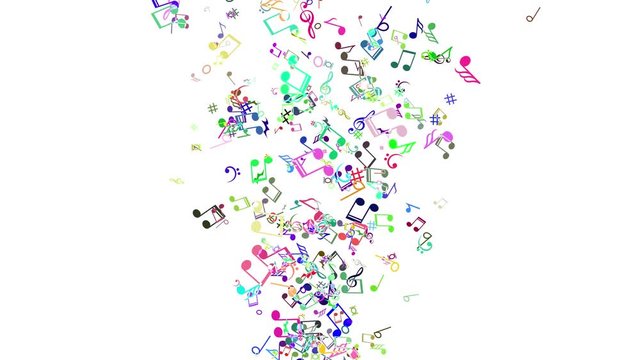 Abstract Background with Colorful Music notes. seamless loop