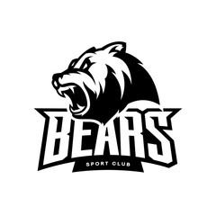 Furious bear sport mono vector logo concept isolated on white background. Modern predator professional team badge design.
Premium quality wild animal t-shirt tee print illustration.