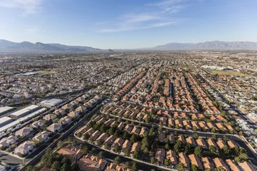 Poster Aerial view of suburban neighborhood sprawl in Las Vegas, Nevada.   © trekandphoto