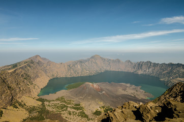 Mount Rijani Basecamp. The mountain is the second highest volcano in Indonesia and rises to 3,726...