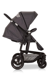 A studio shot of a baby stroller isolated against white background