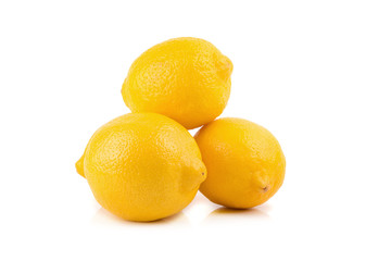 Fresh ripe lemons isolated on white background.