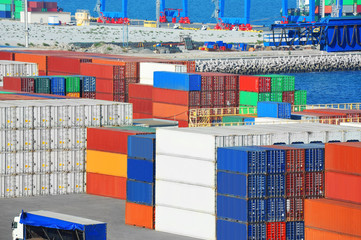 Cargo container in port