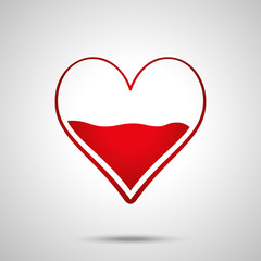 Heart half of blood vector icon. Medicine symbol. Valentine's Day sign, emblem isolated on white background, Flat style for graphic and web design, logo. EPS10