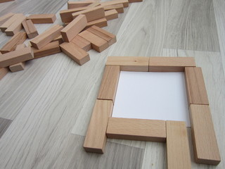 note paper on wooden blocks ,backgraund