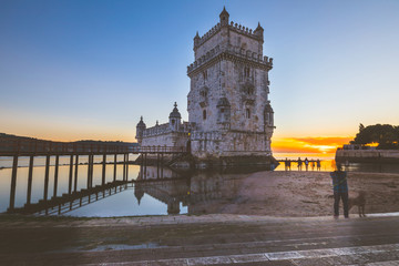 Belem tower at sunset in Lisbon