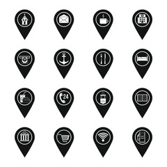 Points of interest icons set, simple style