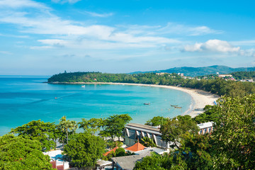 Fototapeta na wymiar Beautiful view of Kata beach from the hill. Phuket, Thailand 