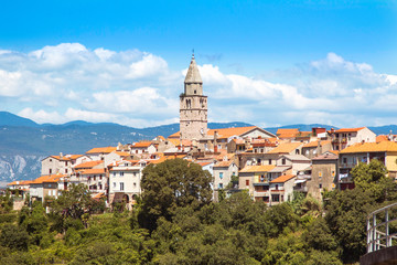 Obraz premium Panoramic view of the old town of Vrbnik on the Island of Krk, Croatia 