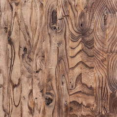 Treated wood background, striped wood texture, freshly-colored elm, paint brown stain
