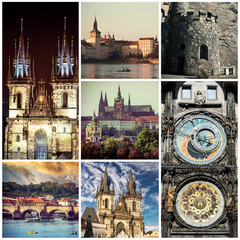 collage of different picturesque Prague sights and landscapes with architecture