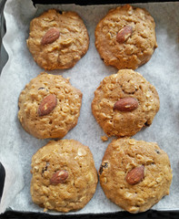 Oats cookies with almond on top