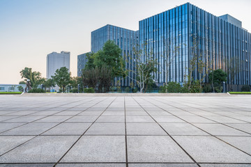 Fototapeta premium Empty floor with modern business office building