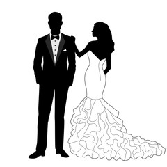the bride and groom silhouette.