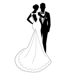 the bride and groom silhouette.