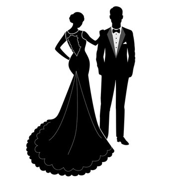 the bride and groom silhouette.