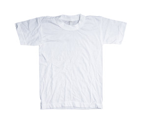 white cotton t-shirt on wooden background