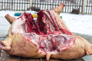 Cut pig carcass