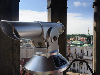 Mirador del Ayuntamiento de la Torre Vieja de Praga, Checoslovaquia 
