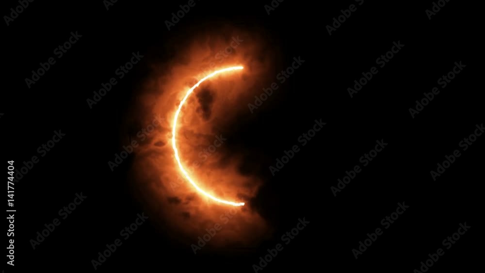 Poster explosive intro with a flash, a circle of fire and sparks.